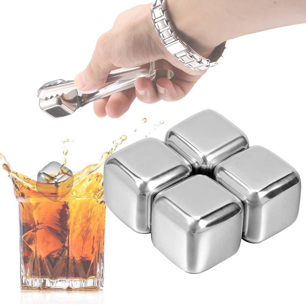 Stainless Steel Gold Ice Cube Set Beer Red Wine Coolers Reusable