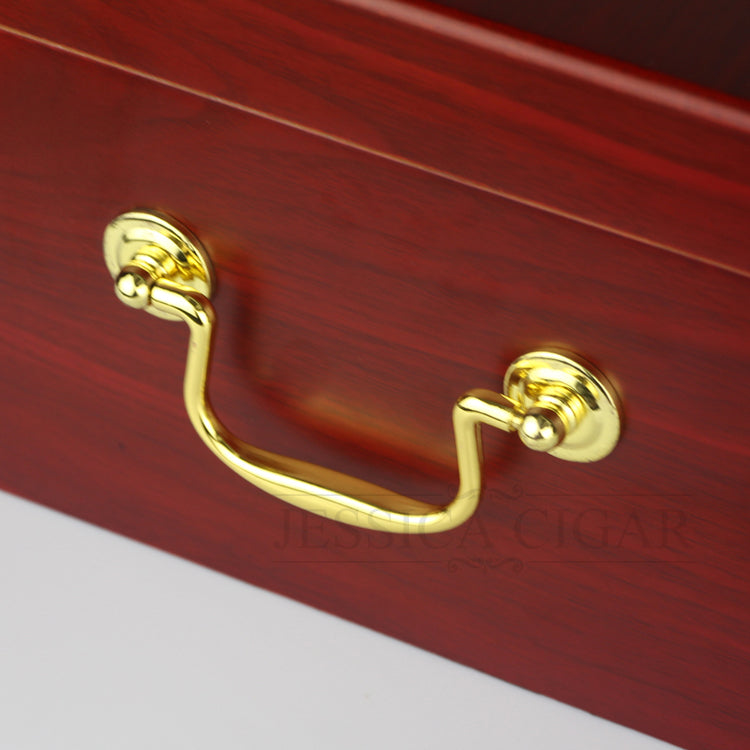 GALINER Red Cherry Matt Finish Cigar Humidor Cedar Wooden Cigars Box Case With Gilded Lock Hygrometer Humidifier