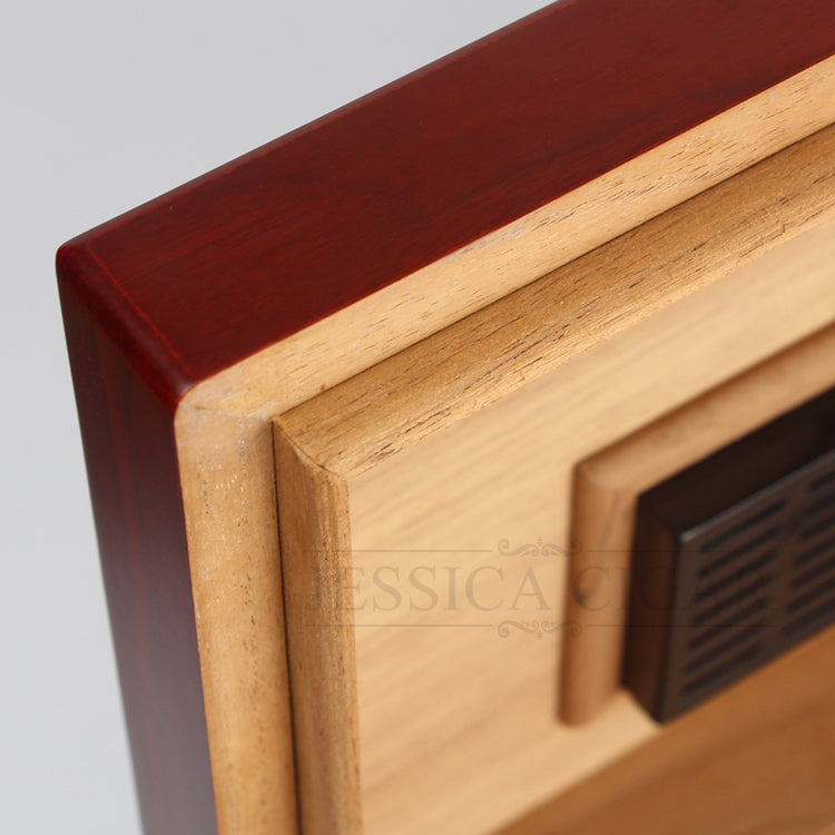 GALINER Red Cherry Matt Finish Cigar Humidor Cedar Wooden Cigars Box Case With Gilded Lock Hygrometer Humidifier